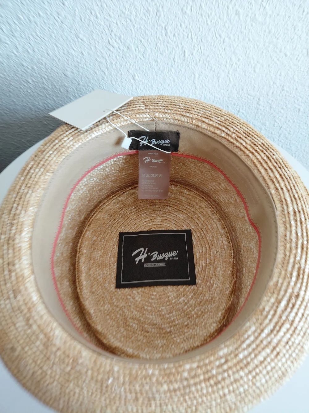 New with tag .H.Busque Thick Real Straw Boater Hat One Size Ajustable